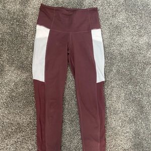 high waisted maroon leggings